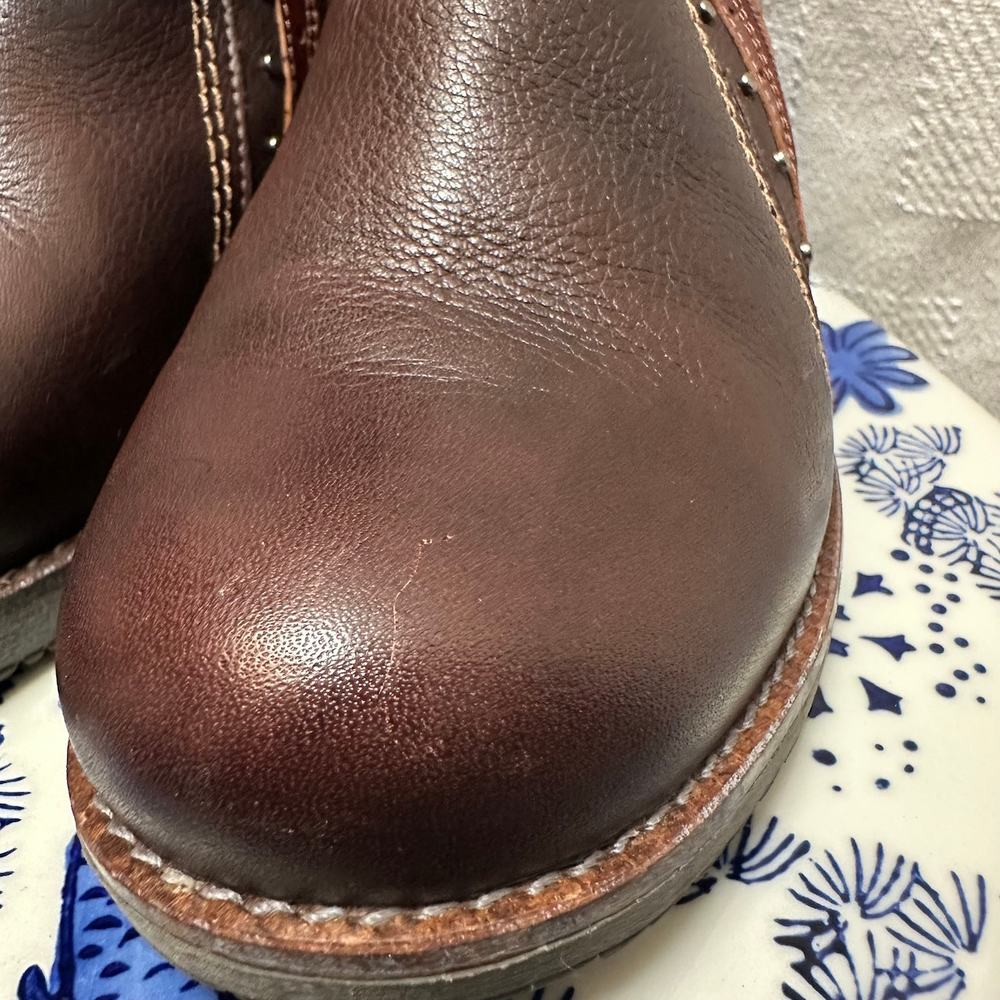 NAOT Meditate Brown Leather Ankle Bootie Studded Zipper Boho Womens Sz 38 7 - Picture 8 of 9